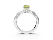 Solitaire Engagement Ring Setting for Fancy Yellow Emerald Cut Center with Half-Pave Crossover Band and Prong Head in Platinum