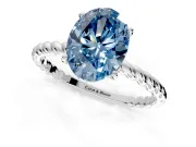 Solitaire Engagement Ring Setting for Fancy Blue Oval Center with 2-Strand Rope Twist Band and Prong Head in Platinum