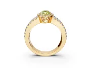 Halo Engagement Ring Setting for Fancy Yellow Marquise Center with Wide-Open Pave Split Shank and Prong Head in Yellow Gold
