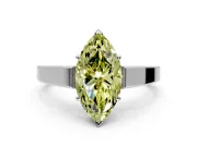 Solitaire Engagement Ring Setting for Fancy Yellow Marquise Center with Tapered Split Shoulders and Prong Head in Sterling Silver