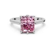 Solitaire Engagement Ring Setting for Fancy Pink Radiant Cut Center with Cathedral Band and Prong Head in Platinum