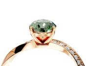 Side Accent Engagement Ring Setting for Fancy Green Pear-Shaped Center with Accent Shoulders and Prong Head in Rose Gold
