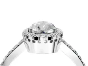 Halo Engagement Ring Setting for Pear-Shaped Center with Inner Milgrain Border and Prong Head in Sterling Silver