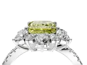 Floral Halo Engagement Ring Setting for Fancy Yellow Princess Cut Center with Pave Accents and Prong Head in Sterling Silver