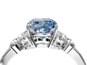 Solitaire Engagement Ring Setting for Fancy Blue Cushion Cut Center with Marquise Flower Shoulders and Prong Head in Sterling Silver