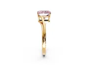 Solitaire Engagement Ring Setting for Fancy Pink Radiant Cut Center with Plain Bypass Twist Band and Prong Head in Yellow Gold