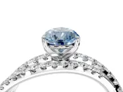 Solitaire Engagement Ring Setting for Fancy Blue Pear-Shaped Center with Woven 3-Strand Pave Band and Prong Head in Platinum