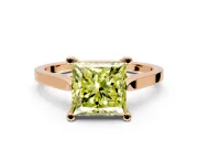 Solitaire Engagement Ring Setting for Fancy Yellow Princess Cut Center with Tapered Shoulders and Prong Head in Rose Gold