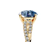 Solitaire Engagement Ring Setting for Fancy Blue Round Cut Center with Twisted Pave Split Shank and Prong Head in Yellow Gold