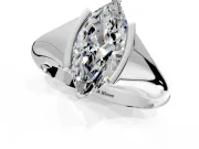 Tension Engagement Ring Setting for Marquise Center with Wide Tapered Band and Tension Head in Platinum