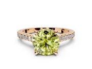 Solitaire Engagement Ring Setting for Fancy Yellow Round Cut Center with Widening Pave Band and Claw Prong Head in Rose Gold