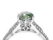 Solitaire Engagement Ring Setting for Fancy Green Marquise Center with Pave Rail Split Shank and Prong Head in Platinum