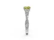 Solitaire Engagement Ring Setting for Fancy Yellow Cushion Cut Center with Twisted Pave Split Shank and Prong Head in Platinum
