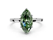Hidden Halo Engagement Ring Setting for Fancy Green Marquise Center with Plain Band and Tall Prong Head in Platinum
