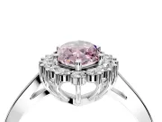 Starburst Halo Engagement Ring Setting for Fancy Pink Marquise Center with Flat Cathedral Band and Prong Head in White Gold