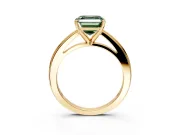 Solitaire Engagement Ring Setting for Fancy Green Asscher Cut Center with Flat-Sided Plain Band and Prong Head in Yellow Gold