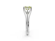 Solitaire Engagement Ring Setting for Fancy Yellow Asscher Cut Center with Milgrain Cathedral Band and Prong Head in Platinum