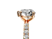 Solitaire Engagement Ring Setting for Heart-Shaped Center with Micro Pave Band and Prong Head in Rose Gold