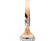 Side Accent Engagement Ring Setting for Emerald Cut Center with Accent Shoulders and Prong Head in Rose Gold