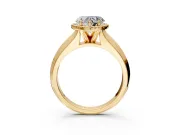 Halo Engagement Ring Setting for Heart-Shaped Center with Knife Ridge Cathedral Band and Prong Head in Yellow Gold