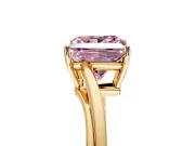 Solitaire Engagement Ring Setting for Fancy Pink Princess Cut Center with Plain Bypass Twist Band and Prong Head in Yellow Gold
