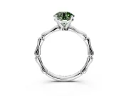 Solitaire Engagement Ring Setting for Fancy Green Round Cut Center with Bamboo Band and Prong Head in Platinum