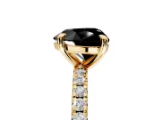Solitaire Engagement Ring Setting for Fancy Black Heart-Shaped Center with Fine Pave Narrow Band and Prong Head in Yellow Gold
