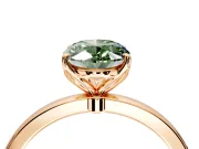 Solitaire Engagement Ring Setting for Fancy Green Oval Center with Thin Rounded Plain Band and Prong Head in Rose Gold