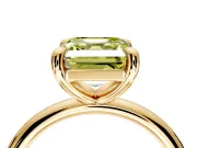 Low-Set Solitaire Engagement Ring Setting for Fancy Yellow Asscher Cut Center with Thin Plain Band and Prong Head in Yellow Gold