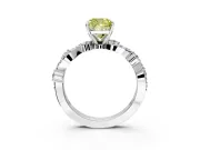 Solitaire Engagement Ring Setting for Fancy Yellow Cushion Cut Center with Bar-Station Pave Twist and Prong Head in Platinum