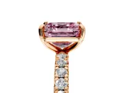 Solitaire Engagement Ring Setting for Fancy Pink Asscher Cut Center with Shared-Prong Accents and Prong Head in Rose Gold