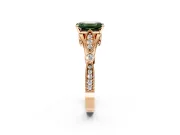 Solitaire Engagement Ring Setting for Fancy Green Emerald Cut Center with Marquise and Bezel Accents and Prong Head in Rose Gold