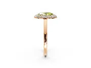 Halo Engagement Ring Setting for Fancy Yellow Oval Center with Plain Tapered Band and Prong Head in Rose Gold
