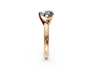 Solitaire Engagement Ring Setting for Fancy Blue Heart-Shaped Center with Wire Band and Prong Head in Rose Gold