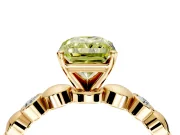 Solitaire Engagement Ring Setting for Fancy Yellow Radiant Cut Center with Beaded Bezel Station Band and Prong Head in Yellow Gold