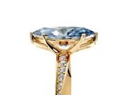Side Accent Engagement Ring Setting for Fancy Blue Marquise Center with Accent Shoulders and Prong Head in Yellow Gold