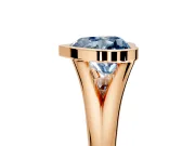 Solitaire Engagement Ring Setting for Fancy Blue Heart-Shaped Center with V Split Shank and Bezel Head in Rose Gold