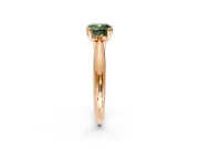 Solitaire Engagement Ring Setting for Fancy Green Cushion Cut Center with Reverse Tapered Band and Prong Head in Rose Gold