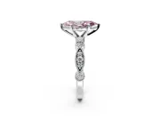 Solitaire Engagement Ring Setting for Fancy Pink Marquise Center with Milgrain Bezel Accents and Prong Head in Platinum