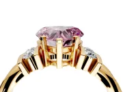 Solitaire Engagement Ring Setting for Fancy Pink Heart-Shaped Center with Grooved Bar Accent Band and Prong Head in Yellow Gold