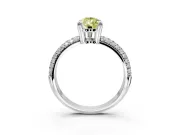 Solitaire Engagement Ring Setting for Fancy Yellow Pear-Shaped Center with Multi-Row Pave Accents and Basket Head in Platinum