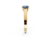 Solitaire Engagement Ring Setting for Fancy Blue Cushion Cut Center with Tapered Split Shoulders and Prong Head in Yellow Gold