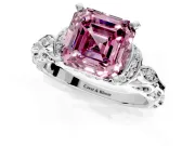 Solitaire Engagement Ring Setting for Fancy Pink Asscher Cut Center with Filigree Band and Prong Head in Platinum