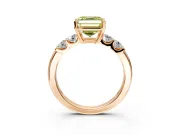 5 Stone Engagement Ring Setting for Fancy Yellow Asscher Cut Center with Plain Band and Prong Head in Rose Gold