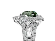 Halo Engagement Ring Setting for Fancy Green Heart-Shaped Center with Two-Strand Split Shank and Prong Head in Platinum