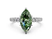 Solitaire Engagement Ring Setting for Fancy Green Marquise Center with Shared-Prong Accents and Prong Head in Sterling Silver