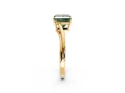 Solitaire Engagement Ring Setting for Fancy Green Princess Cut Center with Plain Bypass Twist Band and Prong Head in Yellow Gold