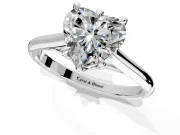 Solitaire Engagement Ring Setting for Heart-Shaped Center with Cathedral Band and Prong Head in Platinum