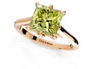 Solitaire Engagement Ring Setting for Fancy Yellow Princess Cut Center with Cathedral Band and Prong Head in Rose Gold