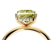 Hidden Halo Engagement Ring Setting for Fancy Yellow Princess Cut Center with Thin Round-Wire Band and Prong Head in Yellow Gold